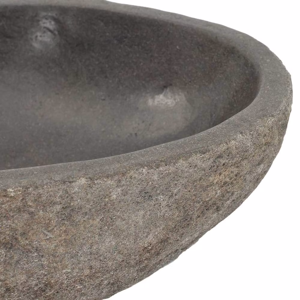 Berkfield Home River Stone Oval Basin in Black W: 38 cm, D: 24 cm – 5