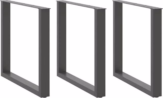 Berkfield Home U-Shaped Steel Coffee Table Legs, 3 Pieces, Anthracite Black, H: 72.5 cm, W: 80 cm