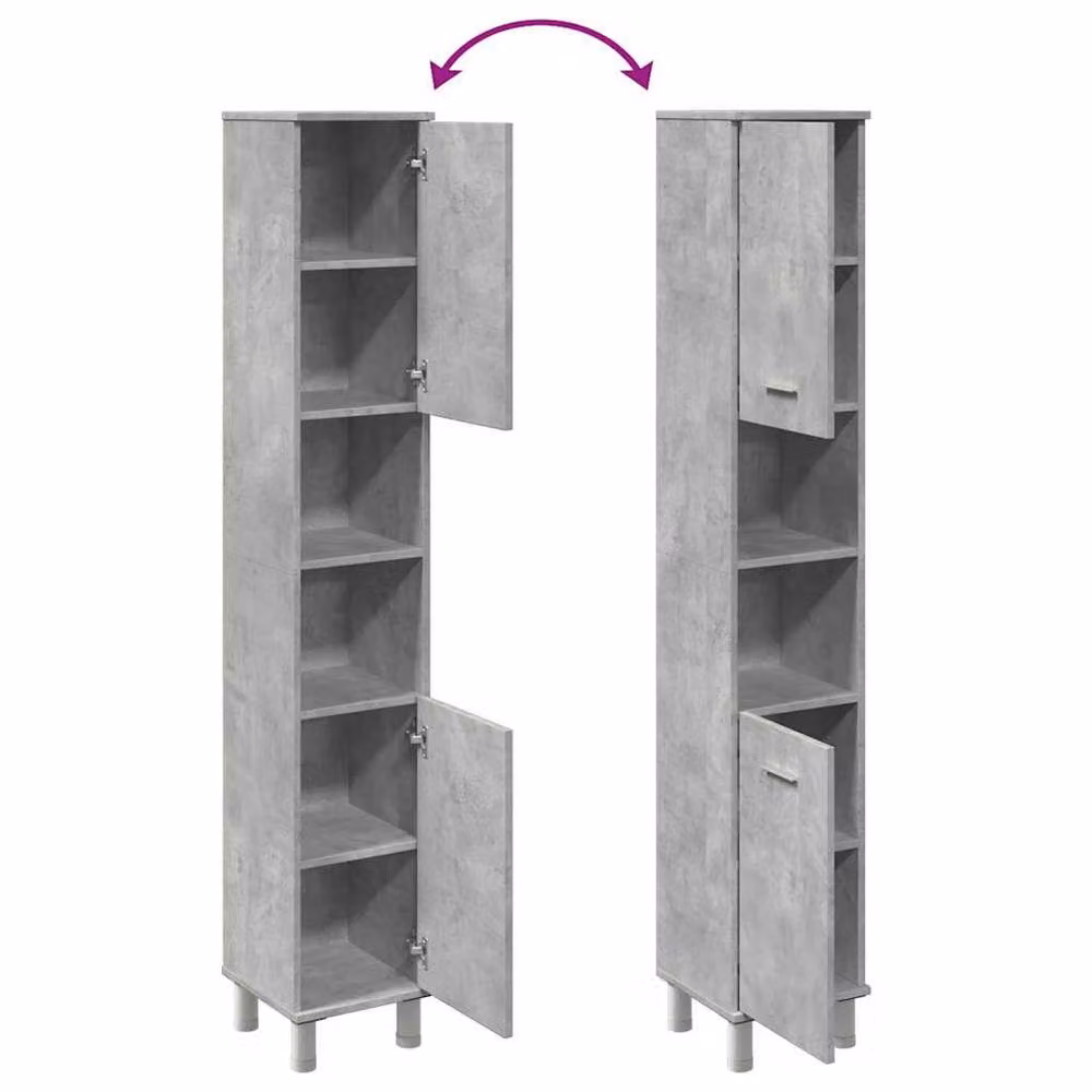 Berkfield Home Wall Mounted Bathroom Cabinet in Concrete Grey, W/D/H: 30 x 30 x 179 cm – 3