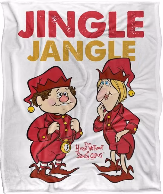 Warner Bros. The Year Without Santa Claus Jingle Jangle Silky Touch Super Soft Fluffy Polyester Throw, Multicolour and White, Extra Large