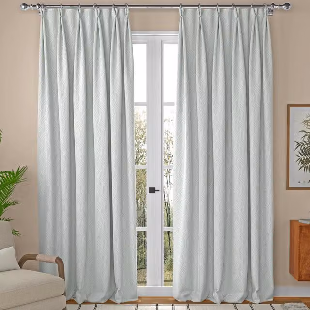 ANTE DECOR Paros Made To Measure Blackout Fabric Panel Curtains in Grey and Silver