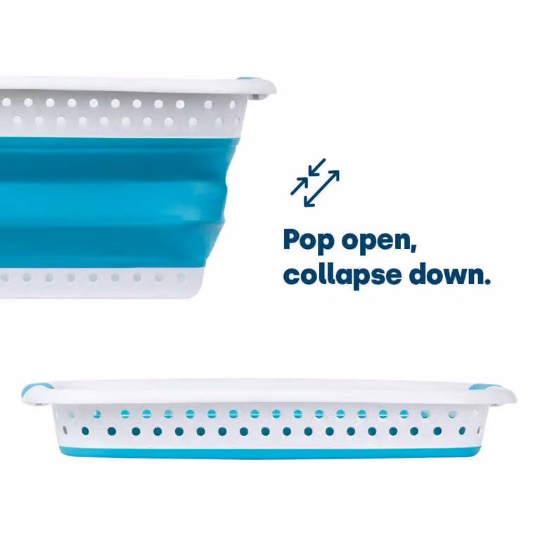 LIVIVO Collapsible 58L Laundry Basket with Handles in Grey, Blue or Turquoise