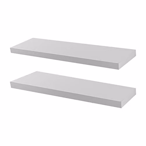 Harbour Housewares Modern Floating Wall Shelves, Pack of 2, White, W: 100 cm