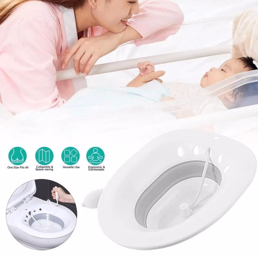 FLAVORA Postpartum Hemorrhoid Healing Foldable Hanging Toilet Sitz Bath, White – 3