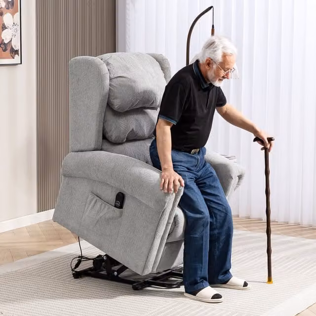 HOMCOM Power Lift Recliner Chair for Seniors in Grey with Remote Control