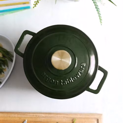 Argon Tableware Enamelled Cast Iron Round Casserole Dish with Self-Basting Lid, 2.8 l, Green – 7