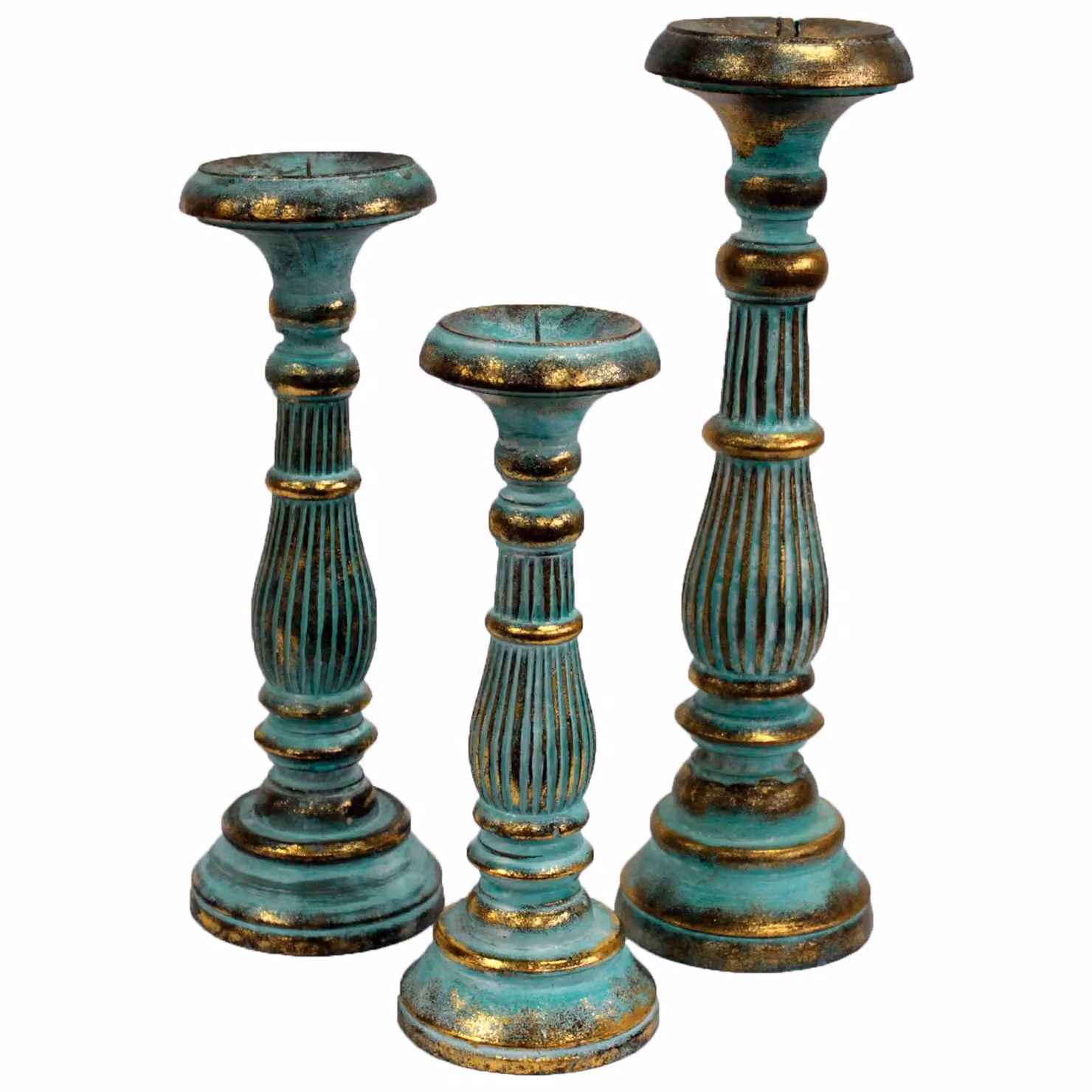 KDMD Modern Large Taper Candle Stand in Turquoise and Gold – 2