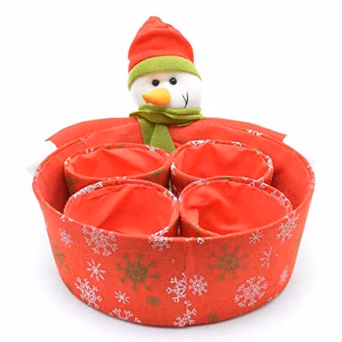 Shatchi Set of 5 Snowman Novelty Christmas Basket Decorations in Red and Multicolour – 1