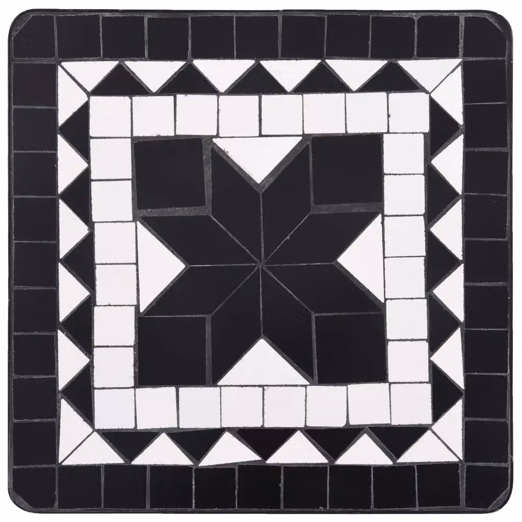 Berkfield Home Mosaic Side Table in Black and White Ceramic and Metal – 2