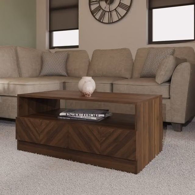 GFW Catania Modern Rectangular Coffee Table in Brown Oak Wood