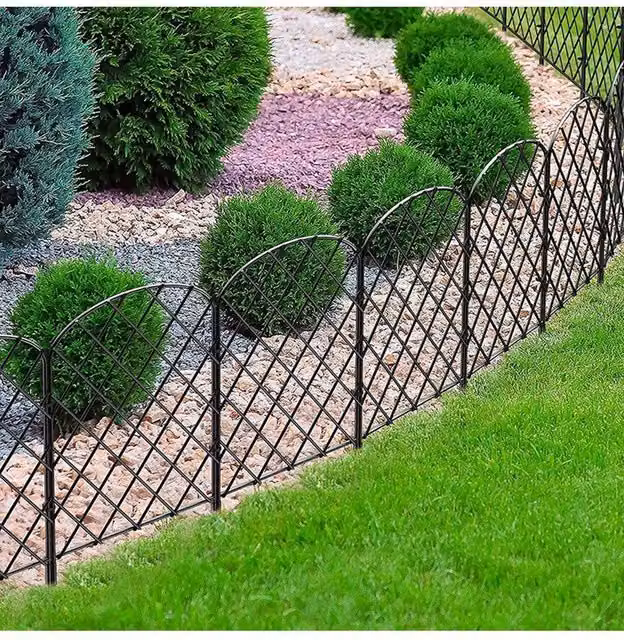 H&O Direct 10-Piece Arched Top Metal Garden Fence in Black