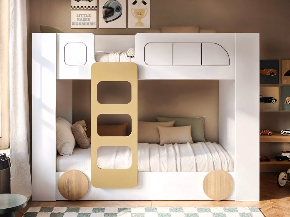 Flair Eloise Bus Bunk Bed in White, Single Size, W/D/H: 100 x 200 x 145 cm – 2