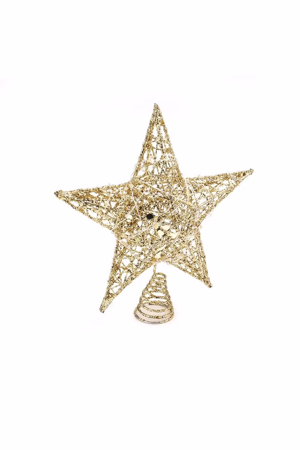 Garden Sanctuary Gold Star Sequins Christmas Tree Topper with LED Lights – 3