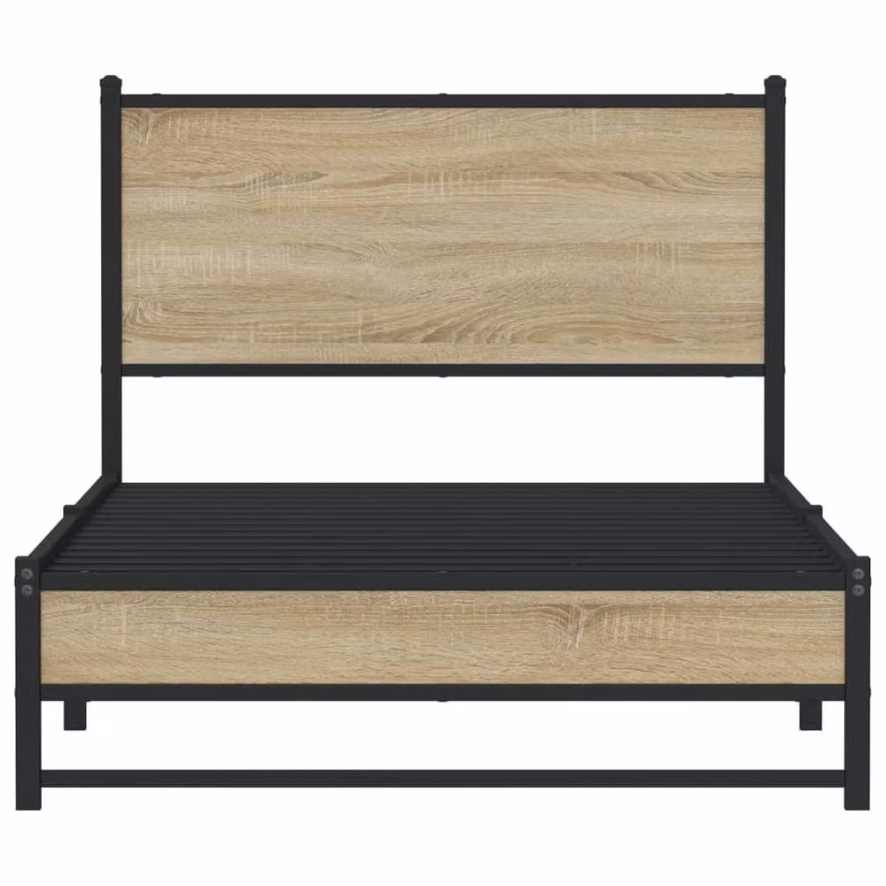 Berkfield Home Metal Bed Frame in Sonoma Oak Brown, W/D/H: 100 x 190 cm – 3