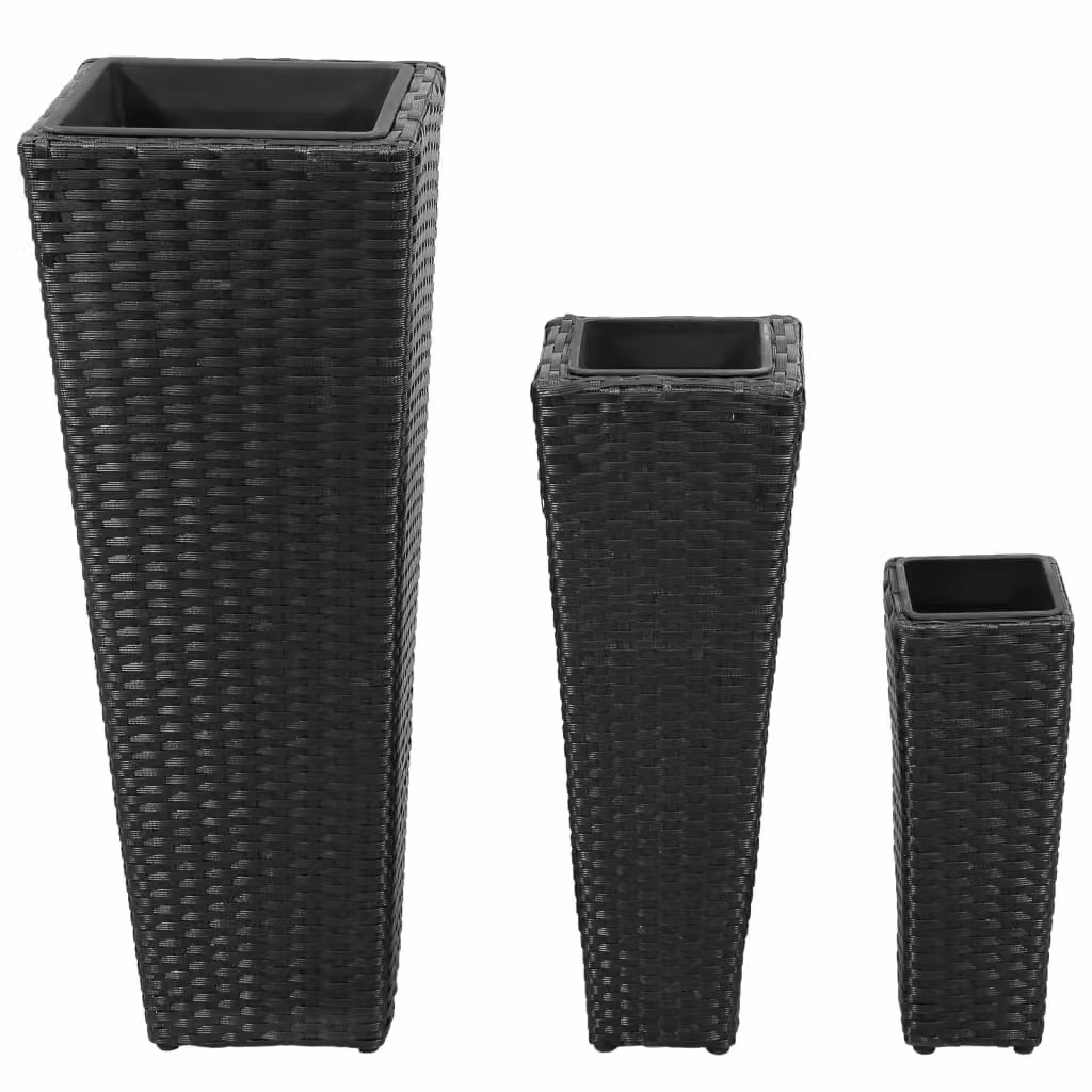 Berkfield Home Garden Set of 3 Black Poly Rattan Raised Beds – 2
