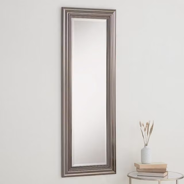 Yearn Modern Geometric Rectangular Wall Mirror in Silver, W: 45 cm, H: 129 cm
