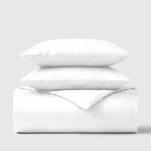 Bedable 100% Cotton Sateen Duvet Cover and Pillowcase Set, White, 140 x 200 cm