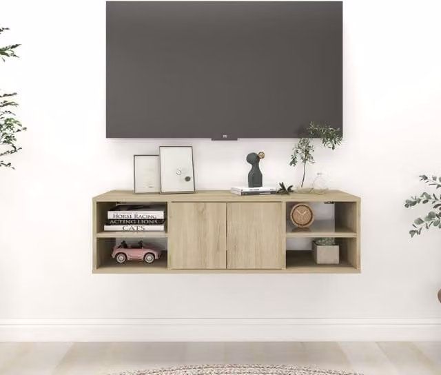 Berkfield Home Wall Mounted Sonoma Oak Shelf in Brown, W/D/H: 102 x 30 x 29 cm