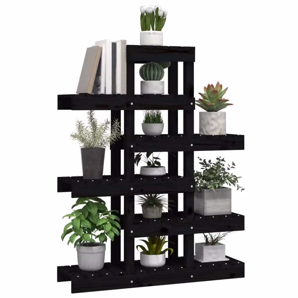 Berkfield Home Rustic Black Solid Pine Plant Stand, W/D/H: 85 x 25 x 109.5 cm – 3