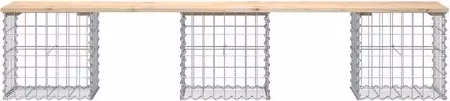 Berkfield Home Beautiful Garden Bench Gabion Design in Light Tan Solid Pine Wood, W: 203 cm, D: 44 cm, H: 42 cm – 1