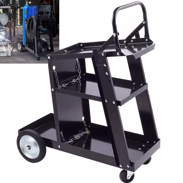 Havendro 3 Tier Rollable Welding Cart Trolley with 80kg Storage Capacity in Black