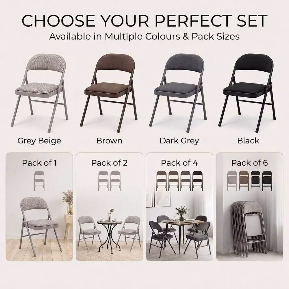 Bravich LTD Padded Fabric Folding Dining Chair in Brown – 3