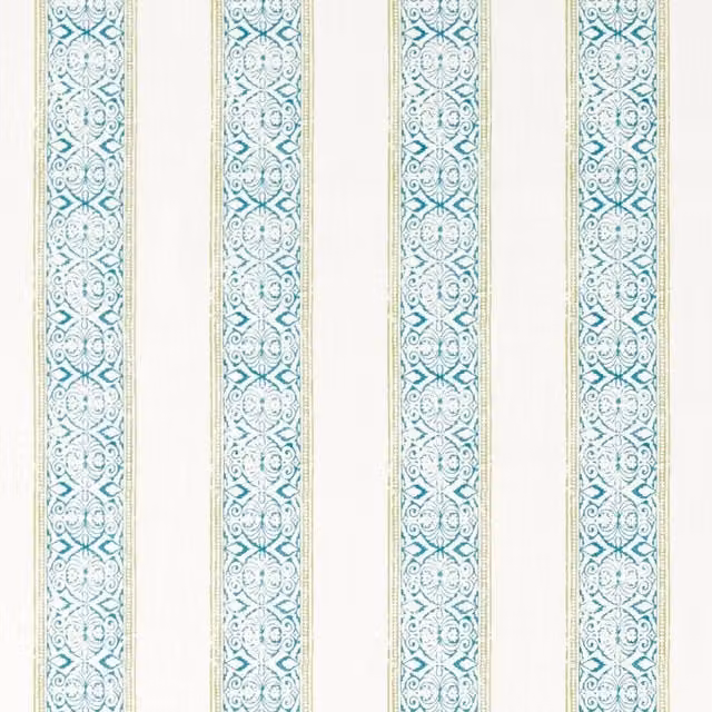 Clarke & Clarke Kalamkari Fabric in Petrol and Turquoise