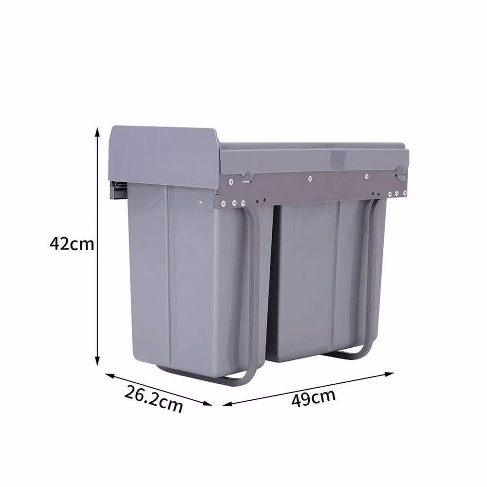 EONLION Grey Pull Out Kitchen Waste Bin with 10L and 20L Capacity and Soft Close Mechanism – 2