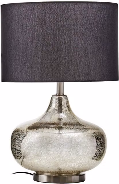 Interiors by Premier Luz Silver Glass Table Lamp with Black Fabric Shade