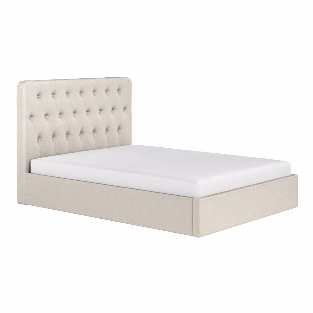 Flair Furnishings Marley Buttoned Chesterfield Ottoman Bed in Beige Velvet, W/D/H: 140 x 200 x 132 cm – 4