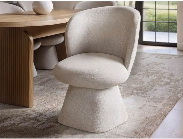 Solace+Co Aiko White Chenille Upholstered Dining Chair