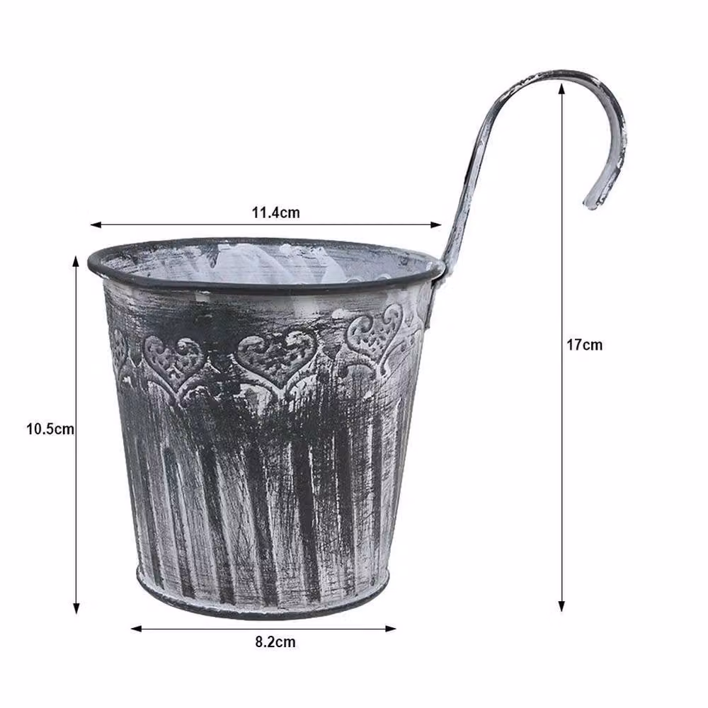 Kelvenix 5-Piece Metal Hanging Flower Pot Planter in Grey – 2