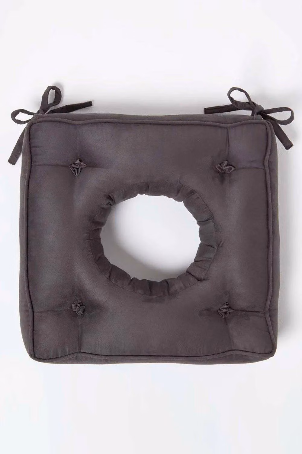 Homescapes Grey Faux Suede Contoured Coccyx Seat Cushion, W/D: 40 x 40 cm – 3