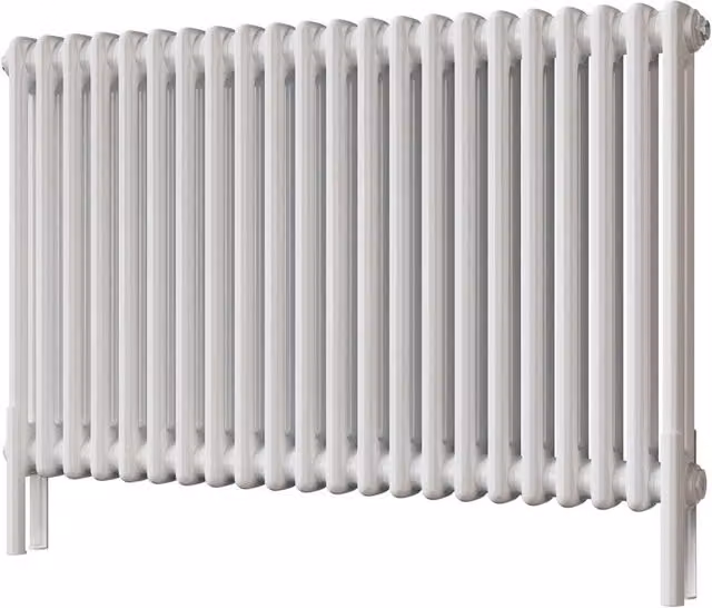 UK Radiators Alpha 2 Column Traditional Cast-Iron Style Steel Radiator in White, W/H: 988 x 600 mm – 1