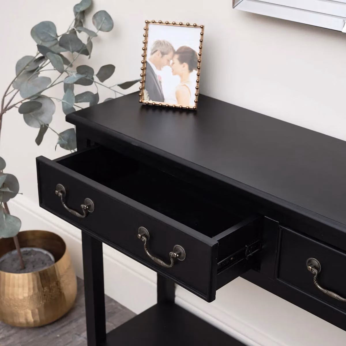 Melody Maison Black 2 Drawer Metal Console Table – 3