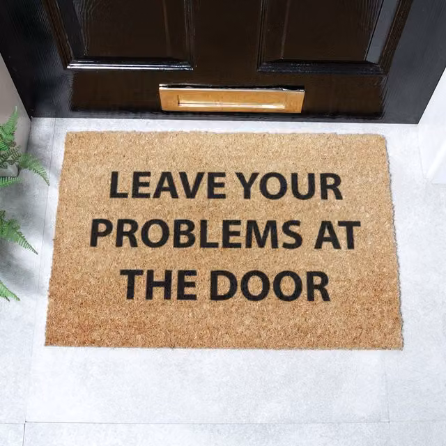 Artsy Mats Leave Your Problems At The Door Doormat, Brown, Coir and Natural Rubber, Non-Slip and Weatherproof