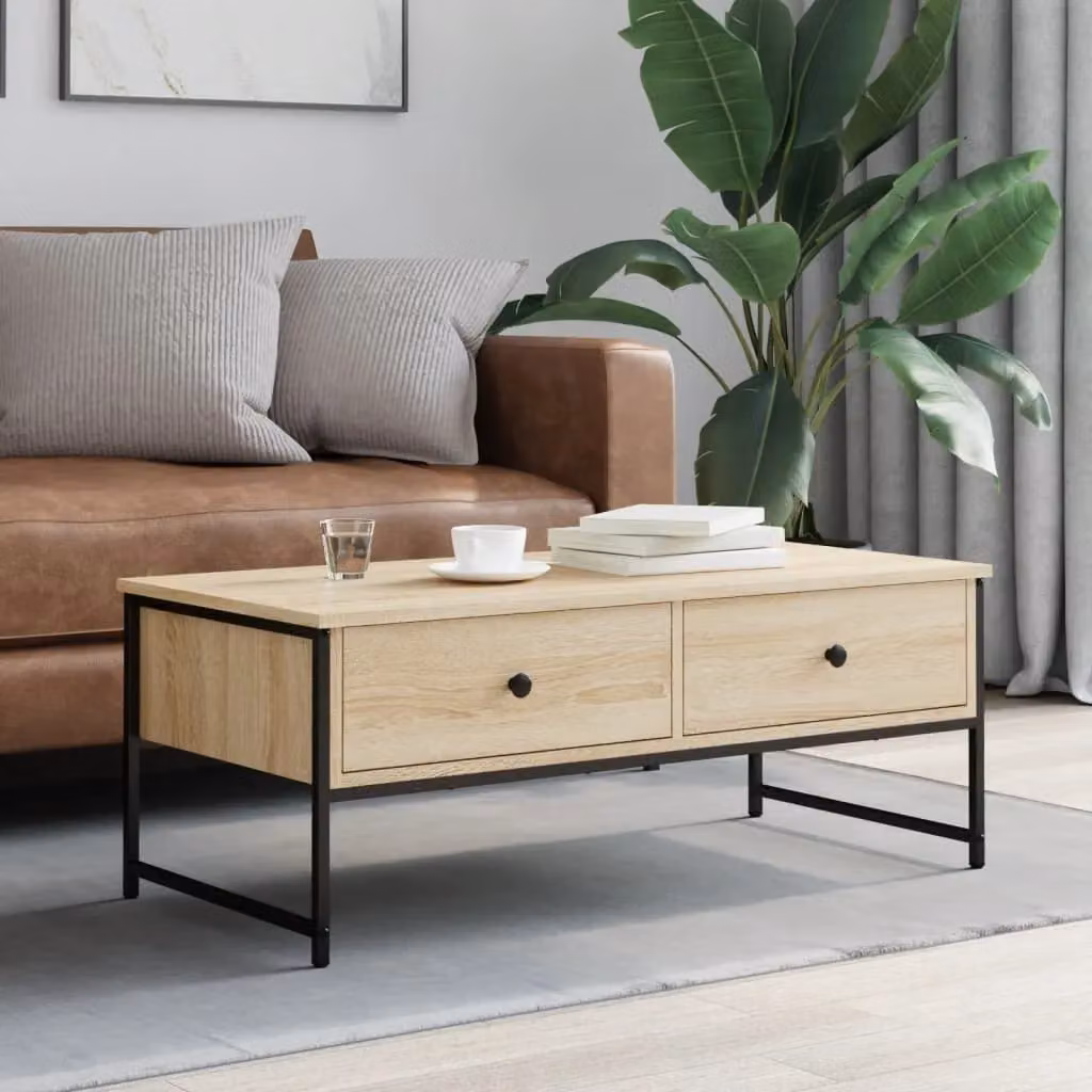 Berkfield Home Sonoma Oak Coffee Table, Brown, W: 101 cm, D: 49 cm, H: 39.5 cm – 2