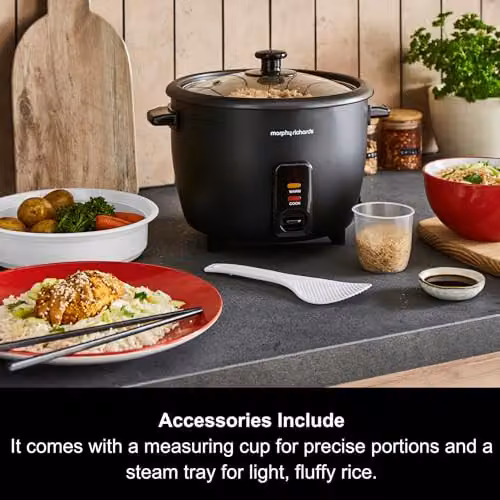 Morphy Richards Rice Cooker and Steamer in Black, 1.5 l – 5