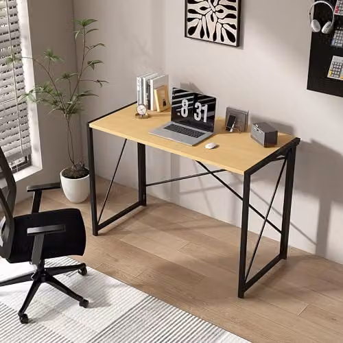 MCC Direct Miami Folding Computer Desk in Beige, W: 80 cm, D: 50 cm, H: 75 cm
