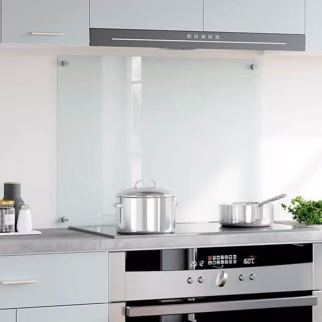 Berkfield Home Transparent Tempered Glass Kitchen Backsplash, W: 80 cm, H: 60 cm