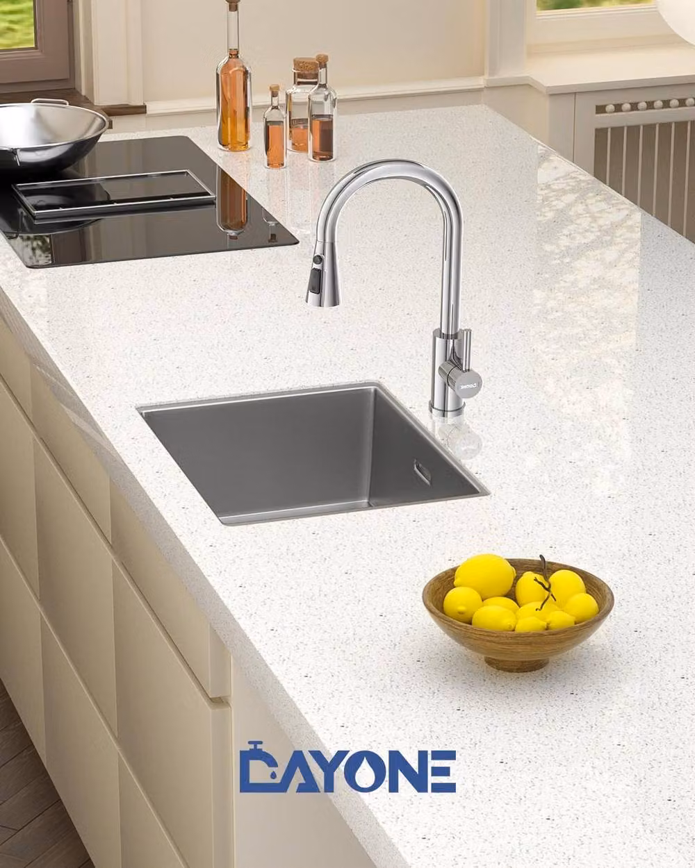 JANLEMNY Chrome Pull Out Swan Neck Kitchen Mixer Tap with 3-Mode Spray in Silver – 3