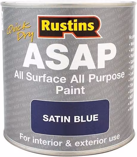 Rustins Quick Drying Water Based Wood Paint in Blue Satin Gloss, 250 ml – 1