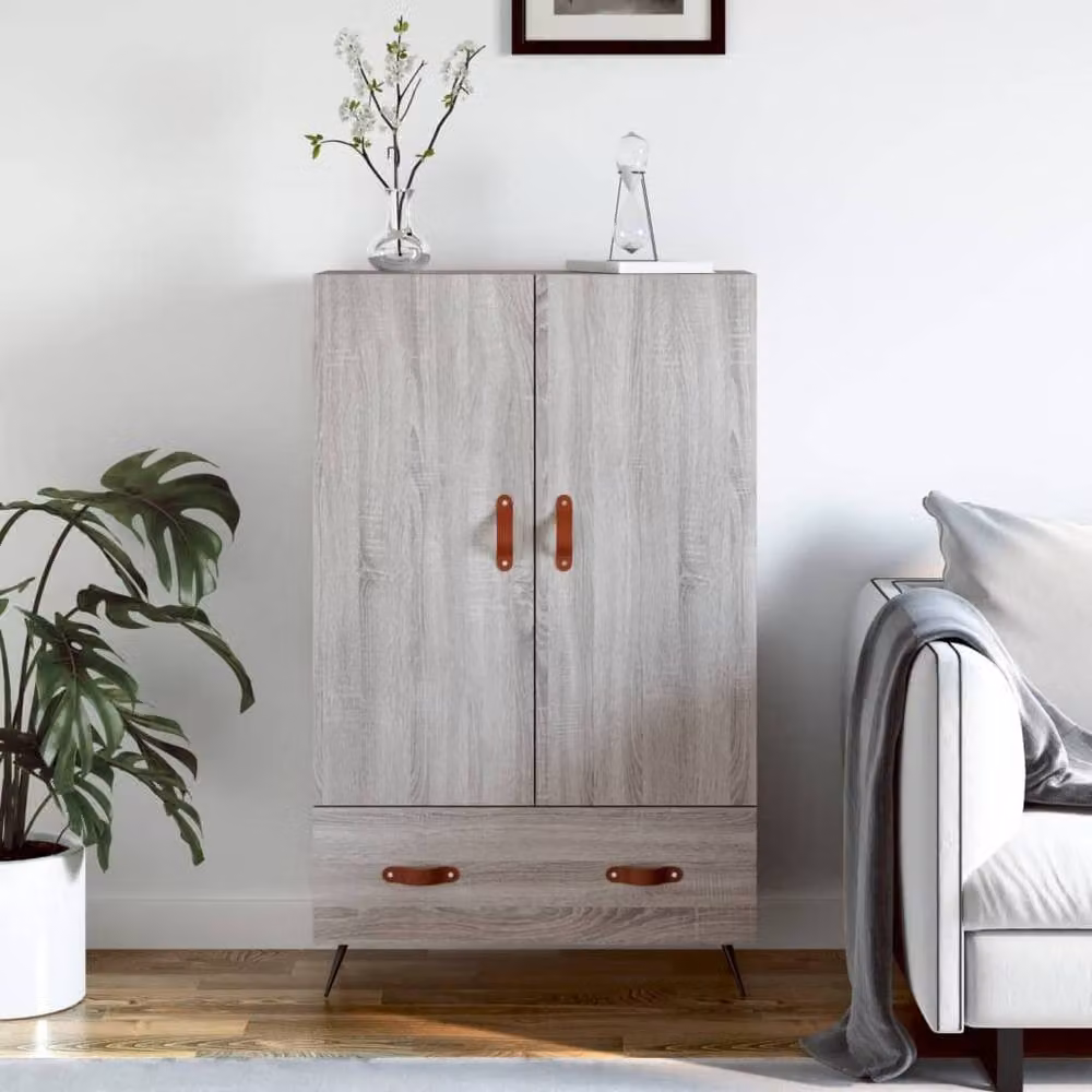 Berkfield Home Grey Sonoma Highboard in Engineered Wood, W/D/H: 69.5 x 31 x 115 cm – 2