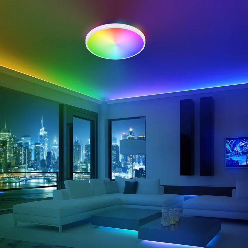 Goeco Round RGBW LED Ceiling Light with Remote Control, IP44 Rated for Bathroom, Kitchen and Bedroom, White – 6