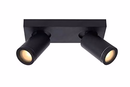 Lucide Taylor Dimmable and Adjustable LED Twin Ceiling Spotlight for Bathrooms, Black, GU10, IP44 – 1