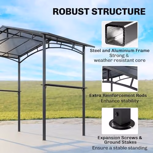 Outsunny Black Outdoor BBQ Protective Gazebo Tent with Shelving, W/D/H: 230 x 246 x 149 cm – 3