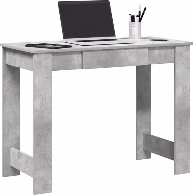 Berkfield Writing Desk in Concrete Grey, W/D/H: 100 x 45 x 75 cm