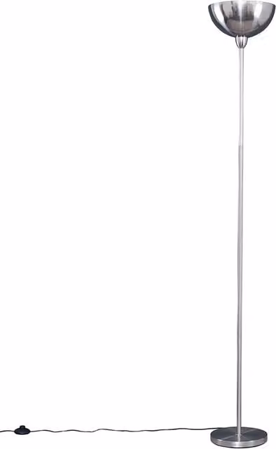 ValueLights Modern Brushed Chrome Uplighter Floor Lamp with Dome Shade in Silver
