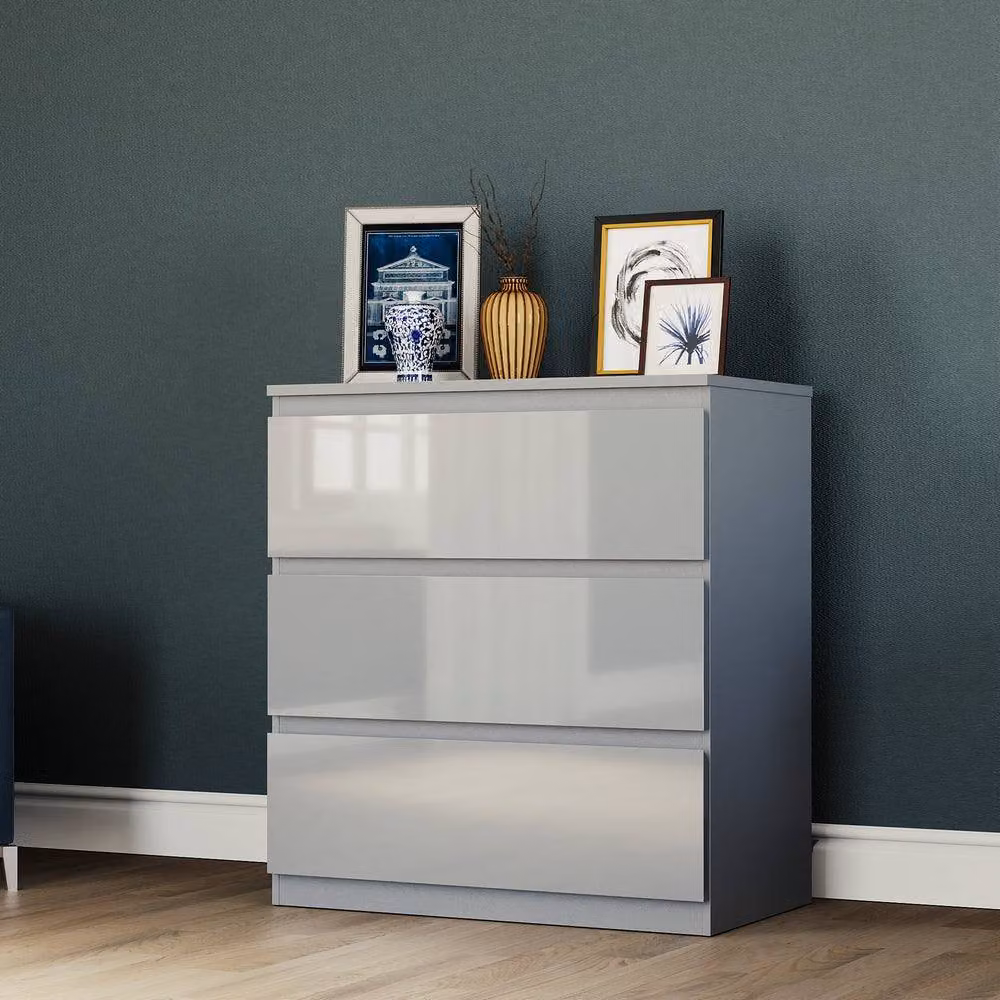 HD Designs Vida Designs Glinton 4 Piece Modern Grey Glossy Bedroom Set – 3
