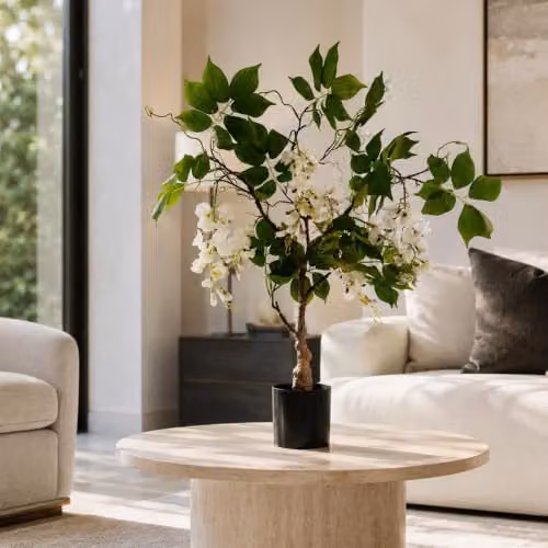 Leaf Design UK White Realistic Artificial Wisteria Bush Tree, Height: 90 cm – 3